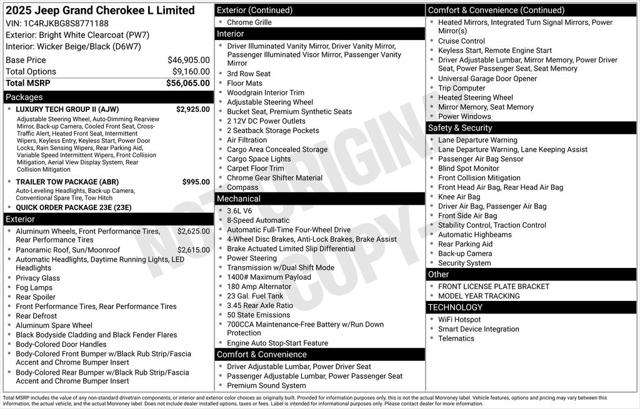 2025 Jeep Grand Cherokee GRAND CHEROKEE L LIMITED 4X4