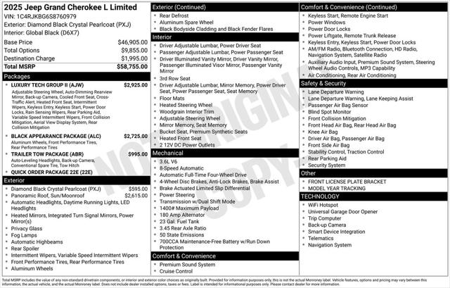 2025 Jeep Grand Cherokee GRAND CHEROKEE L LIMITED 4X4 2025 Jeep Grand Cherokee GRAND CHEROKEE L LIMITED 4X4