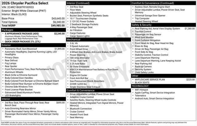 2026 Chrysler Pacifica PACIFICA SELECT 2026 Chrysler Pacifica PACIFICA SELECT