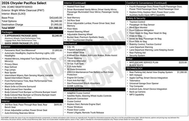 2026 Chrysler Pacifica PACIFICA SELECT 2026 Chrysler Pacifica PACIFICA SELECT