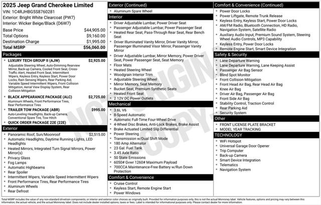 2025 Jeep Grand Cherokee GRAND CHEROKEE LIMITED 4X4