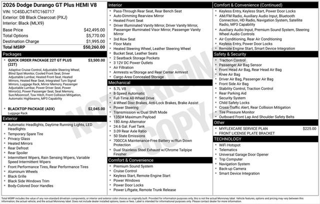 2026 Dodge Durango DURANGO GT PLUS AWD HEMI V8 2026 Dodge Durango DURANGO GT PLUS AWD HEMI V8