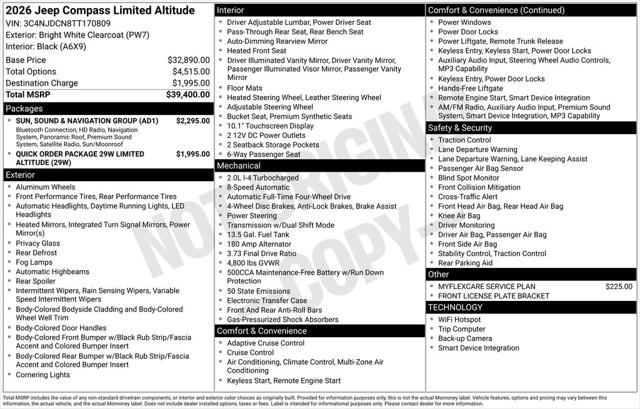2026 Jeep Compass COMPASS LIMITED ALTITUDE 4X4