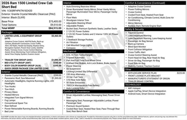 2026 RAM Ram 1500 RAM 1500 LIMITED CREW CAB 4X4 57 BOX