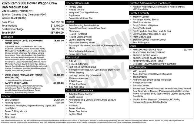 2026 RAM Ram 2500 RAM 2500 POWER WAGON CREW CAB 4X4 64 BOX 2026 RAM Ram 2500 RAM 2500 POWER WAGON CREW CAB 4X4 64 BOX