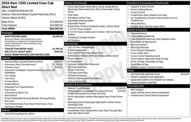 2026 RAM Ram 1500 RAM 1500 LIMITED CREW CAB 4X4 57 BOX