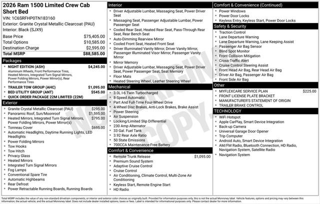 2026 RAM Ram 1500 RAM 1500 LIMITED CREW CAB 4X4 57 BOX