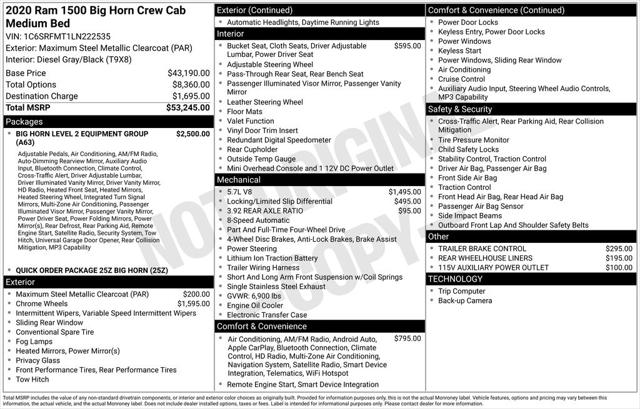 2020 RAM 1500 Big Horn Crew Cab 4x4 64 Box 2020 RAM 1500 Big Horn Crew Cab 4x4 64 Box