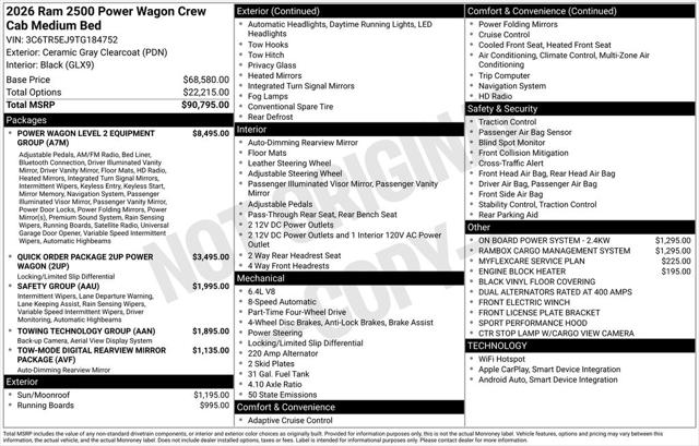 2026 RAM Ram 2500 RAM 2500 POWER WAGON CREW CAB 4X4 64 BOX 2026 RAM Ram 2500 RAM 2500 POWER WAGON CREW CAB 4X4 64 BOX