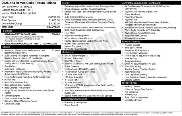 2025 Alfa Romeo Giulia GIULIA TRIBUTO ITALIANO RWD