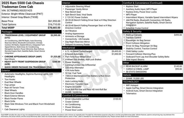 2025 RAM Ram 5500 Chassis Cab RAM 5500 TRADESMAN CHASSIS CREW CAB 4X4 60 CA