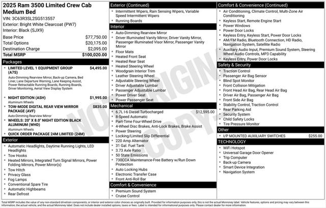 2025 RAM Ram 3500 RAM 3500 LIMITED CREW CAB 4X4 64 BOX