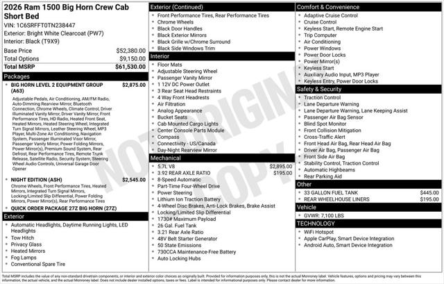2026 RAM Ram 1500 RAM 1500 BIG HORN CREW CAB 4X4 57 BOX