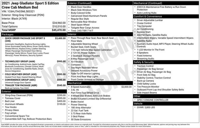 2021 Jeep Gladiator Sport S 4x4