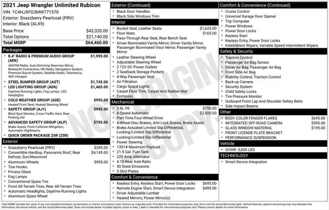 2021 Jeep Wrangler Unlimited Rubicon 4X4 2021 Jeep Wrangler Unlimited Rubicon 4X4