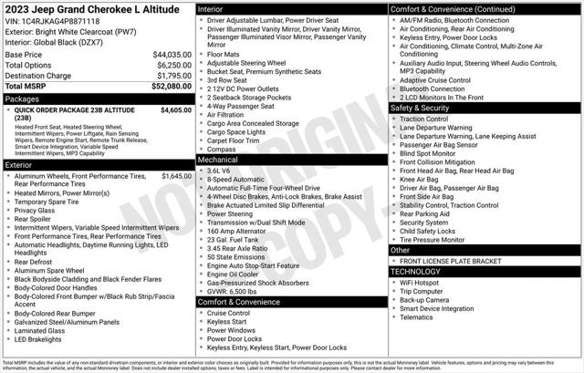 2023 Jeep Grand Cherokee L Altitude 4x4 2023 Jeep Grand Cherokee L Altitude 4x4