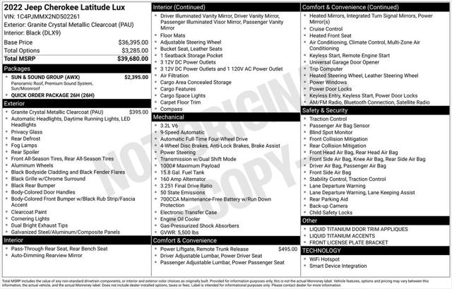 2022 Jeep Cherokee Latitude Lux 4x4