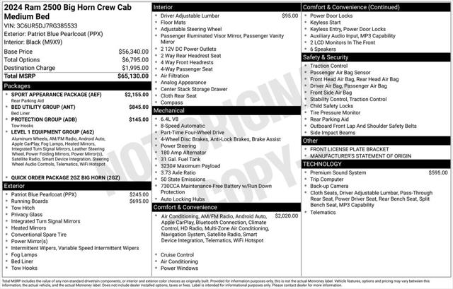 2024 RAM 2500 Big Horn Crew Cab 4x4 64 Box 2024 RAM 2500 Big Horn Crew Cab 4x4 64 Box