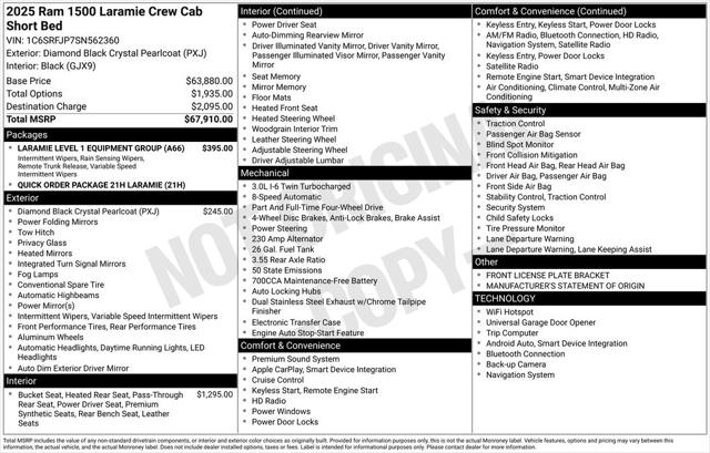 2025 RAM 1500 Laramie Crew Cab 4x4 57 Box 2025 RAM 1500 Laramie Crew Cab 4x4 57 Box
