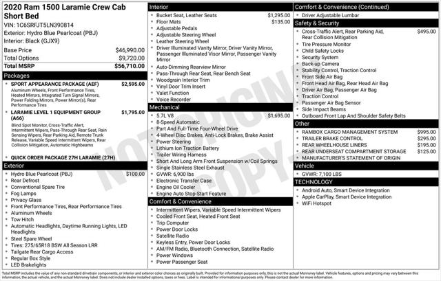 2020 RAM 1500 Laramie Crew Cab 4x4 57 Box