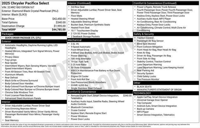 2025 Chrysler Pacifica Select 2025 Chrysler Pacifica Select