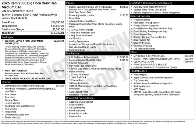 2026 RAM Ram 2500 RAM 2500 BIG HORN CREW CAB 4X4 64 BOX