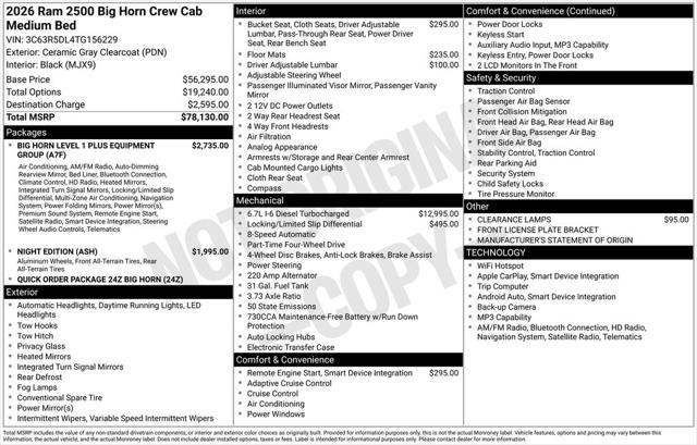 2026 RAM Ram 2500 RAM 2500 BIG HORN CREW CAB 4X4 64 BOX