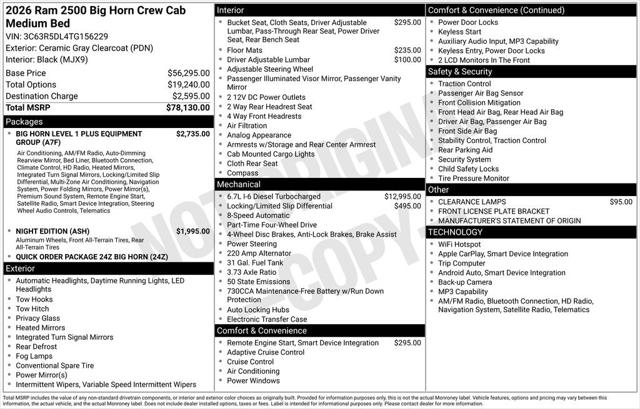 2026 RAM Ram 2500 RAM 2500 BIG HORN CREW CAB 4X4 64 BOX