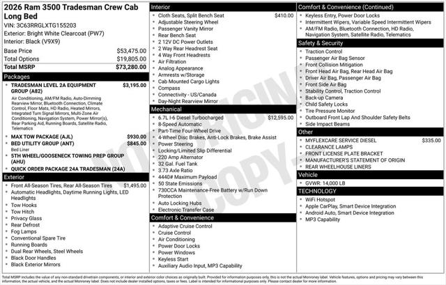 2026 RAM Ram 3500 RAM 3500 TRADESMAN CREW CAB 4X4 8 BOX 2026 RAM Ram 3500 RAM 3500 TRADESMAN CREW CAB 4X4 8 BOX