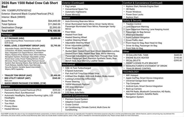 2026 RAM Ram 1500 RAM 1500 REBEL CREW CAB 4X4 57 BOX 2026 RAM Ram 1500 RAM 1500 REBEL CREW CAB 4X4 57 BOX