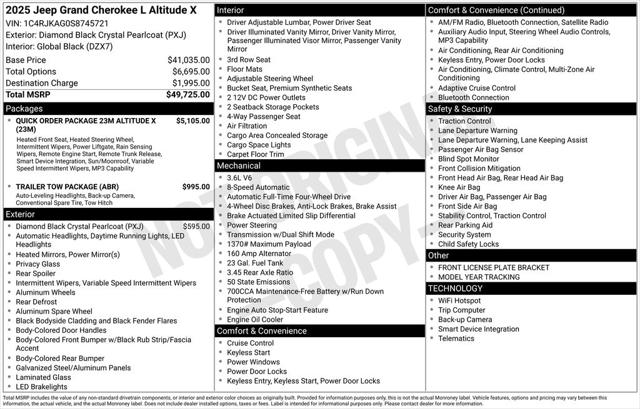 2025 Jeep Grand Cherokee GRAND CHEROKEE L ALTITUDE X 4X4 2025 Jeep Grand Cherokee GRAND CHEROKEE L ALTITUDE X 4X4