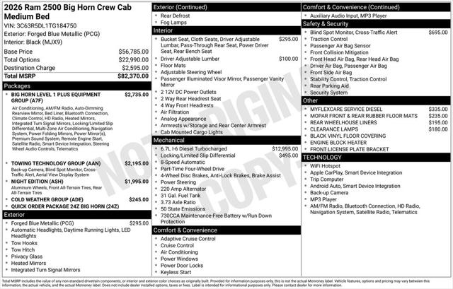 2026 RAM Ram 2500 RAM 2500 BIG HORN CREW CAB 4X4 64 BOX