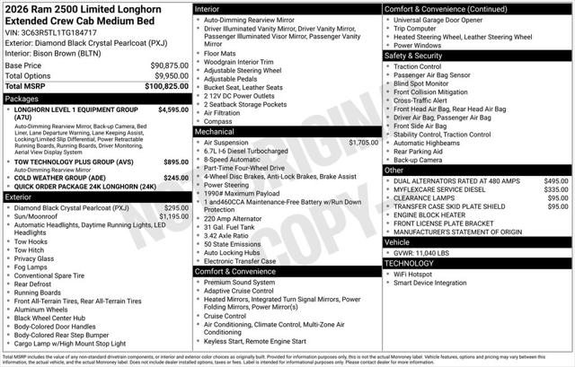 2026 RAM Ram 2500 RAM 2500 LIMITED LONGHORN MEGA CAB 4X4 64 BOX 2026 RAM Ram 2500 RAM 2500 LIMITED LONGHORN MEGA CAB 4X4 64 BOX