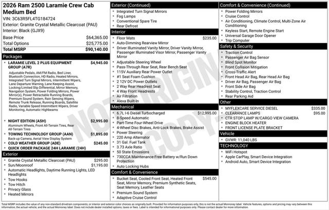 2026 RAM Ram 2500 RAM 2500 LARAMIE CREW CAB 4X4 64 BOX 2026 RAM Ram 2500 RAM 2500 LARAMIE CREW CAB 4X4 64 BOX