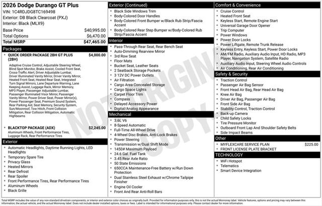 2026 Dodge Durango DURANGO GT PLUS AWD 2026 Dodge Durango DURANGO GT PLUS AWD