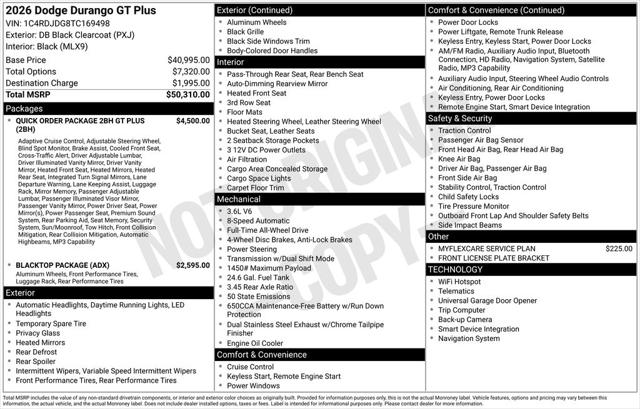 2026 Dodge Durango DURANGO GT PLUS AWD 2026 Dodge Durango DURANGO GT PLUS AWD