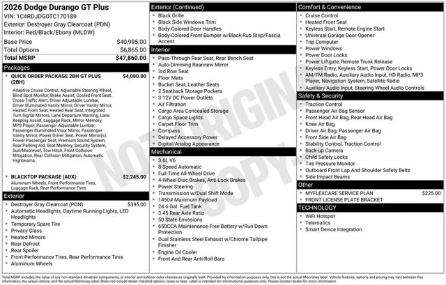 2026 Dodge Durango DURANGO GT PLUS AWD 2026 Dodge Durango DURANGO GT PLUS AWD