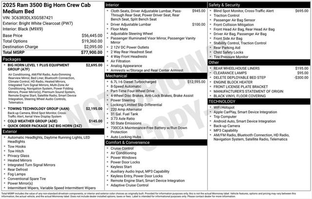 2025 RAM Ram 3500 RAM 3500 BIG HORN CREW CAB 4X4 64 BOX 2025 RAM Ram 3500 RAM 3500 BIG HORN CREW CAB 4X4 64 BOX