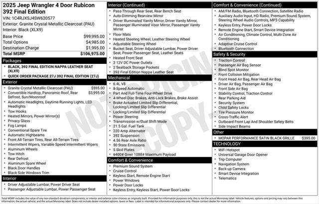 2025 Jeep Wrangler WRANGLER 4-DOOR RUBICON 392 2025 Jeep Wrangler WRANGLER 4-DOOR RUBICON 392