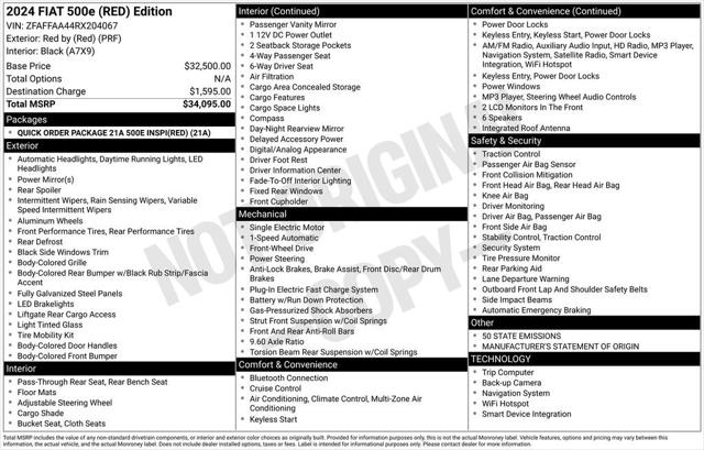 2024 Fiat FIAT 500e 500e INSPI(RED)