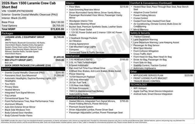2026 RAM Ram 1500 RAM 1500 LARAMIE CREW CAB 4X4 57 BOX 2026 RAM Ram 1500 RAM 1500 LARAMIE CREW CAB 4X4 57 BOX