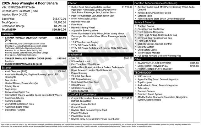 2026 Jeep Wrangler WRANGLER 4-DOOR SAHARA