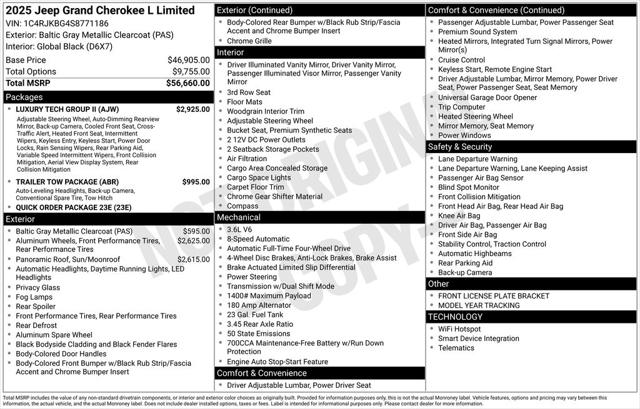 2025 Jeep Grand Cherokee GRAND CHEROKEE L LIMITED 4X4