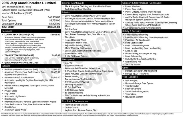 2025 Jeep Grand Cherokee GRAND CHEROKEE L LIMITED 4X4 2025 Jeep Grand Cherokee GRAND CHEROKEE L LIMITED 4X4