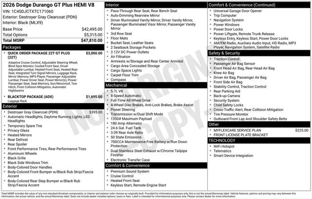 2026 Dodge Durango DURANGO GT PLUS AWD HEMI V8 2026 Dodge Durango DURANGO GT PLUS AWD HEMI V8