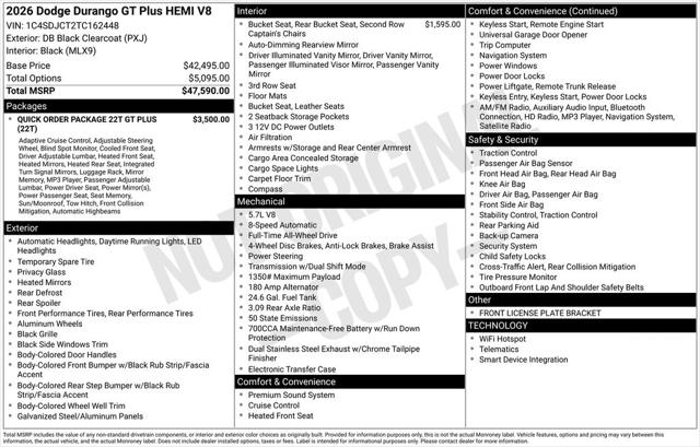 2026 Dodge Durango DURANGO GT PLUS AWD HEMI V8 2026 Dodge Durango DURANGO GT PLUS AWD HEMI V8