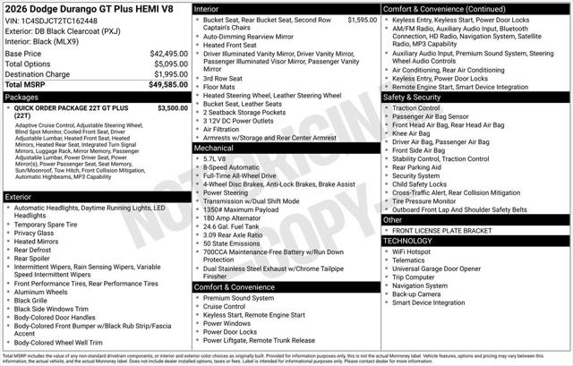 2026 Dodge Durango DURANGO GT PLUS AWD HEMI V8 2026 Dodge Durango DURANGO GT PLUS AWD HEMI V8