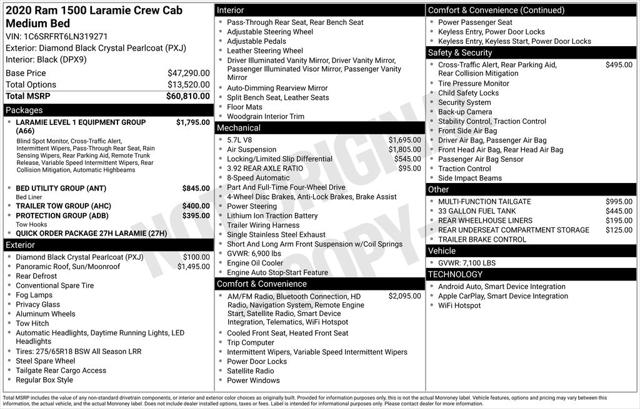 2020 RAM 1500 Laramie Crew Cab 4x4 64 Box 2020 RAM 1500 Laramie Crew Cab 4x4 64 Box