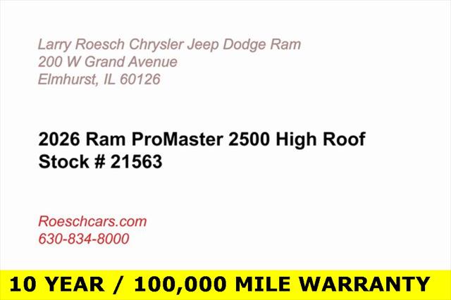 2026 RAM Ram ProMaster RAM PROMASTER 2500 TRADESMAN CARGO VAN HIGH ROOF 159 WB 2026 RAM Ram ProMaster RAM PROMASTER 2500 TRADESMAN CARGO VAN HIGH ROOF 159 WB