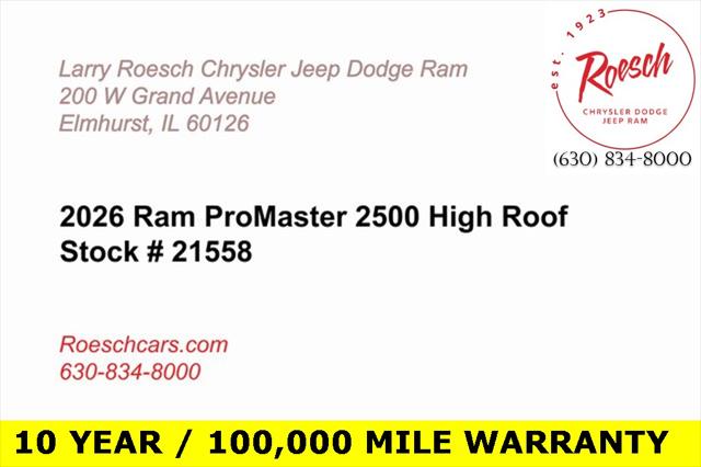 2026 RAM Ram ProMaster RAM PROMASTER 2500 TRADESMAN CARGO VAN HIGH ROOF 159 WB 2026 RAM Ram ProMaster RAM PROMASTER 2500 TRADESMAN CARGO VAN HIGH ROOF 159 WB